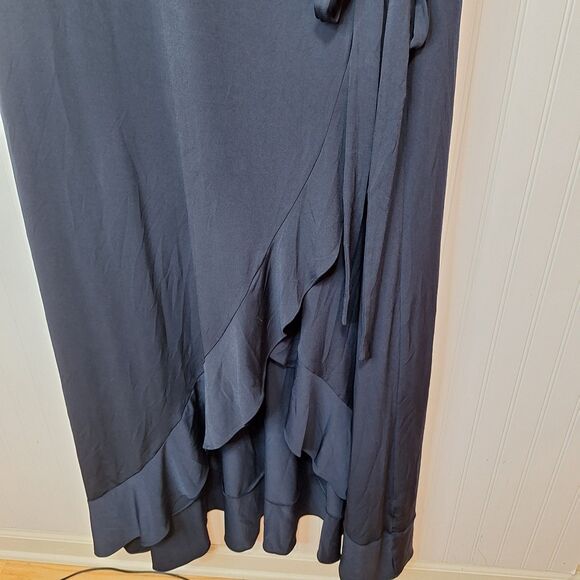 The‎ Limited Womens 3X Full Wrap Dress Black Ruffle Short Sleeve Waist Tie Party - Picture 8 of 11